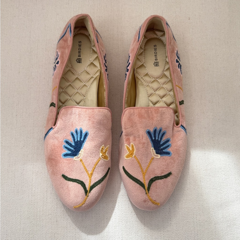 🛍️SOLD🛍️Birdies The Starling Pink Floral Embroidered Flats, sz 10.5